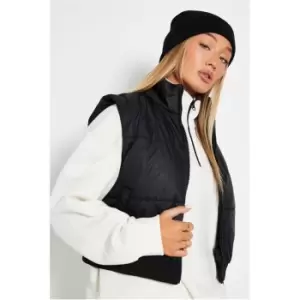 I Saw It First Rib Hem Crop Gilet - Black