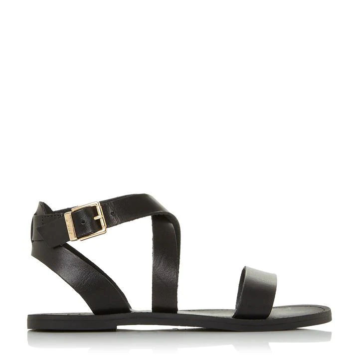 Dune Black Leather 'Wf Leelah' Wide Fit Ankle Strap Sandals - 3