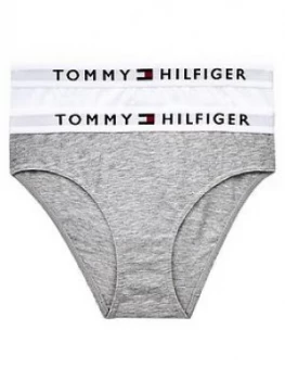 Tommy Hilfiger Girls Waistband Briefs (2 Pack) - Grey/White, Size Age: 12-14 Years, Women