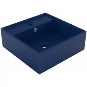 Luxury Basin Overflow Square Matt Dark Blue 41x41cm Ceramic Vidaxl Blue