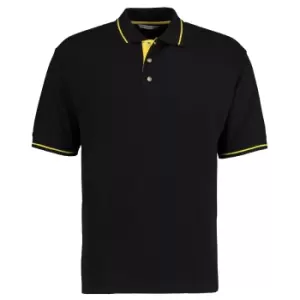 Kustom Kit Mens St. Mellion Mens Short Sleeve Polo Shirt (XL) (Black/Bright Red)