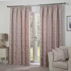 Emma Barclay Duchess Paisley Jacquard Lined Pencil Pleat Curtains, Blush Pink, 46 x 54 Inch