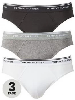 Tommy Hilfiger Mens Briefs (3 Pack), White/Black/Grey, Size L, Men