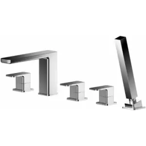 Nuie Windon 5-Hole Pillar Mounted Bath Shower Mixer Tap - Chrome