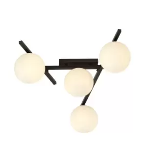 Smart Black Globe Ceiling Light with White Glass Shades, 4x E14