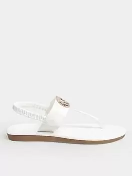 Yours Extra Wide Fit Double Ring Toe Post Sandal White, Size 8Eee, Women