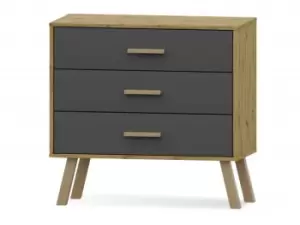 Harmony Austin Grey and Oak 3 Drawer Chest of Drawers Flat Packed