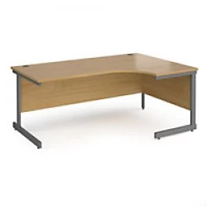 Dams International Right Hand Ergonomic Desk with Oak Coloured MFC Top and Graphite Frame Cantilever Legs Contract 25 1800 x 1200 x 725 mm