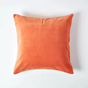 Homescapes - Burnt Orange Velvet Cushion Cover, 60 x 60cm - Orange