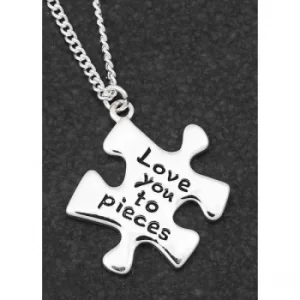 Jigsaw Silver Plated Necklace Love