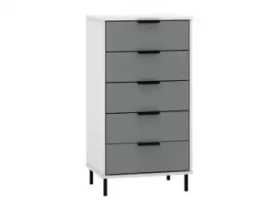 Seconique Madrid Grey Gloss and White 5 Drawer Chest of Drawers