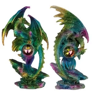 Crystal Geode Metallic Rainbow Dragon Figurine (1 Random Supplied)