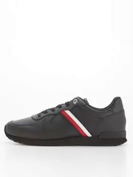 Tommy Hilfiger Iconic Runner Leather Trainers - Black, Size 45, Men