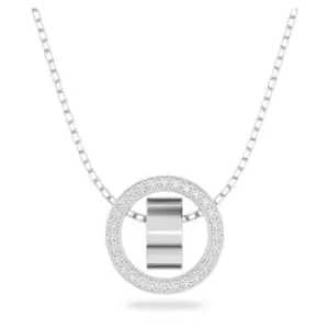 Hollow Pendant Circle White Rhodium Plated Necklace 5636501