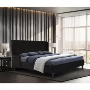 Shanaya Upholstered Beds - Plush Velvet, Super King Size Frame, Black - Black