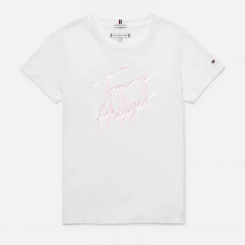 Tommy Hilfiger Girls Script Print T-Shirt - White - 6 Years