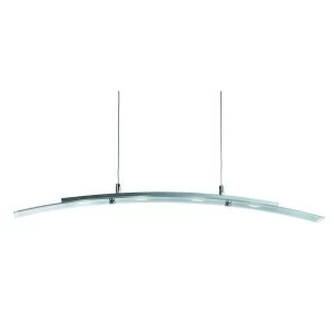 LED Ceiling Pendant Bar Light Satin Silver, Glass 4 Curved