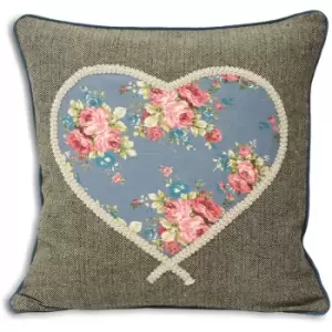 Riva Home Sweet Cottage Heart Cushion Cover (45x45cm) (Denim) - Denim