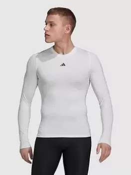 adidas Train Techfit L/s T-Shirt, White Size XS Men