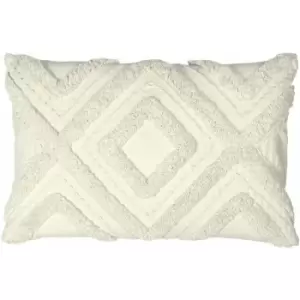 Furn Orson Geometric Tufted 100% Cotton Cushion Cover, Ecru, 30 x 50 Cm