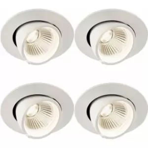 4 pack Fully Adjustable Ceiling Downlight - 9W Cool White LED - Matt White