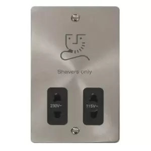 Click Scolmore Define Brushed Steel 2 Gang Shaver Socket With Black - FPBS100BK