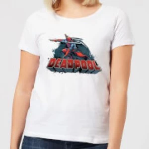 Marvel Deadpool Sword Logo Womens T-Shirt - White - 4XL