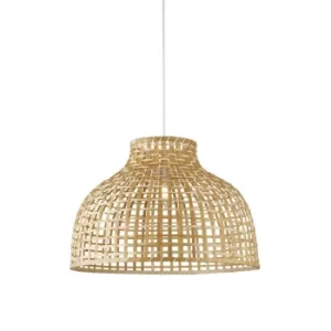 Bali 1 Light Pendant, Bamboo Shade, Black Suspension