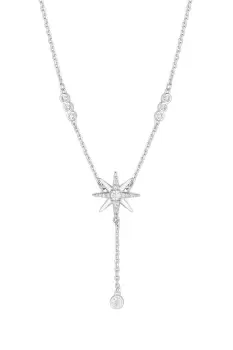 Sterling Silver 925 Cubic Zirconia Celestial North Star Y Drop Necklace