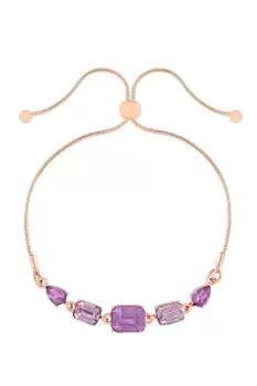 Rose Gold Iris And Light Amethyst Open Mixed Stone Toggle Bracelet