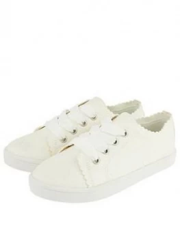 Monsoon Mya Glitter Scallop Trainer - Ivory, Size 3 Older