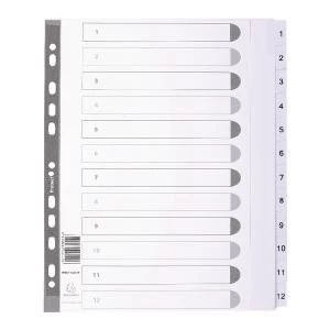 Exacompta Guildhall Mylar Index 1-12 A4 Maxi White MWD1-12Z-EW