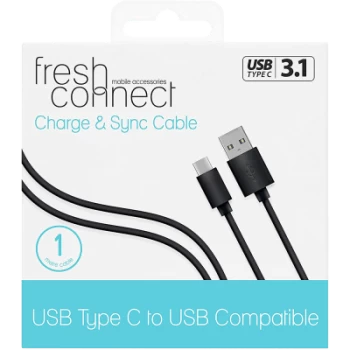 FRESH CONNECT 1M TYPE C CABLE - BLACK for Phones