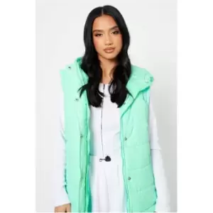 I Saw It First Mint Green Petite Padded Hooded Longline Gilet - Green