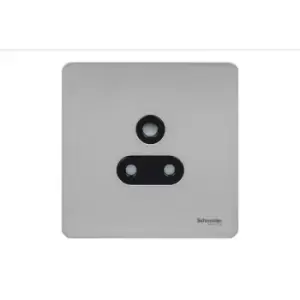 Schneider Electric Ultimate Screwless Flat Plate - Unswitched Single Power Socket, Round Pin, 5A, GU3480BSS, Stainless Steel with Black Insert