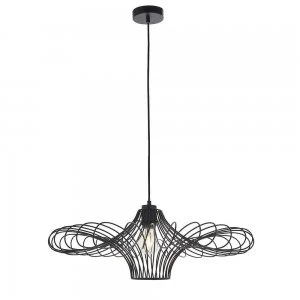 1 Light Wire Ceiling Pendant Matt Black, E27