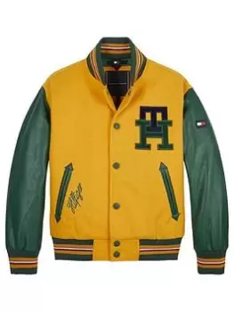 Tommy Hilfiger Boys Letterman Varsity Jacket - Bright Yellow, Bright Yellow, Size Age: 12 Years