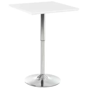 Homcom Multi Use Bar Table Modern Height Adjustable Square Top Base White