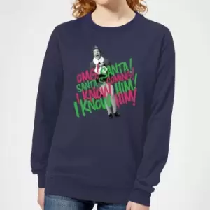 Elf Santa! I Know Him! Womens Christmas Sweatshirt - Navy - XXL