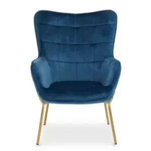 Interiors By PH Velvet Chair BlueGold Legs