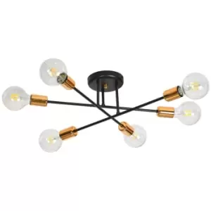 Emibig Veken Black/Copper Multi Arm Semi Flush Ceiling light 6x E27