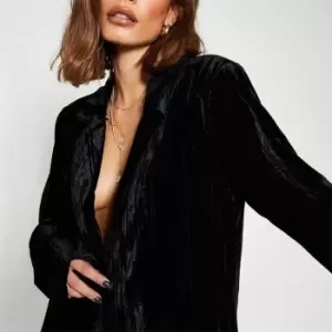 I Saw It First Textured Velvet Oversized Blazer - Black