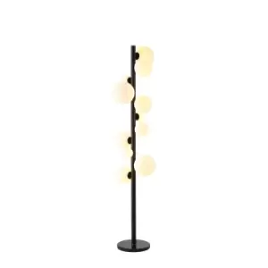 Marshall Floor Lamp, 11 Light G9, Satin Black, Opal Glass