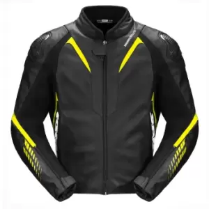 Spidi NKD-1 Motorcycle Leather Jacket, black-yellow, Size 58, black-yellow, Size 58