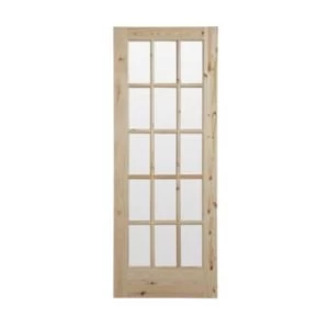 Fully glazed 15 Lite Knotty pine Internal Door H1981mm W838mm