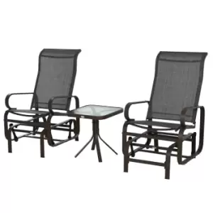 Outsunny 3 Pcs Gliding Chair Table Set Smooth Rockers Metal Frame Sling Seat