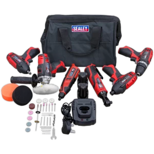 Sealey CP1200 12v Cordless 6 Piece Power Tool Kit 2 x 1.5ah Li-ion Charger Bag