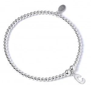 Initial C Charm with Sterling Silver Ball Bead Bracelet