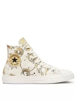 Converse Chuck Taylor All Star Summer Florals Canvas Hi - White/Yellow, Size 7, Women