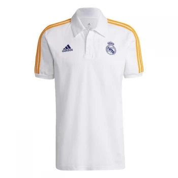 adidas Real Madrid 3-Stripes Polo Shirt Mens - White / Victory Blue / Lucky O